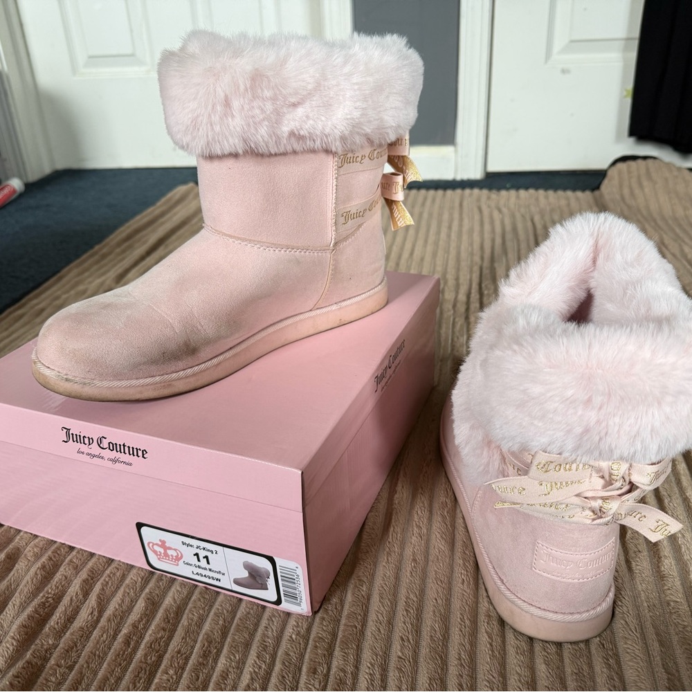 Juicy Couture Blush Fur-Trimmed Winter Boots